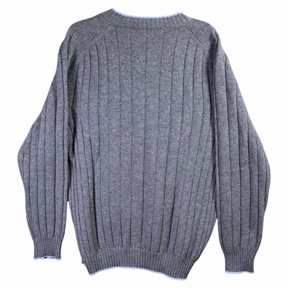 Riccardo Piacenza Pure Cashmere Sweater XL Gray Ribbed V Neck Quiet Luxury - Picture 3 of 6